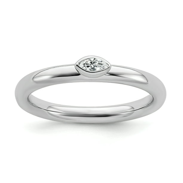 Sterling Silver Stackable Expressions White Topaz Ring 
